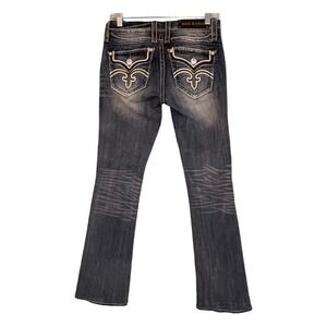 Vintage Rock Revival Anja Bootcut Jeans Blue Medium Wash Denim Low-Rise 27